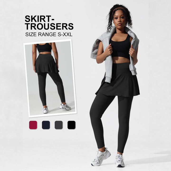 Damen Thermal-Leggings mit integriertem Sportrock und Fleece-Futter echoarchiv-