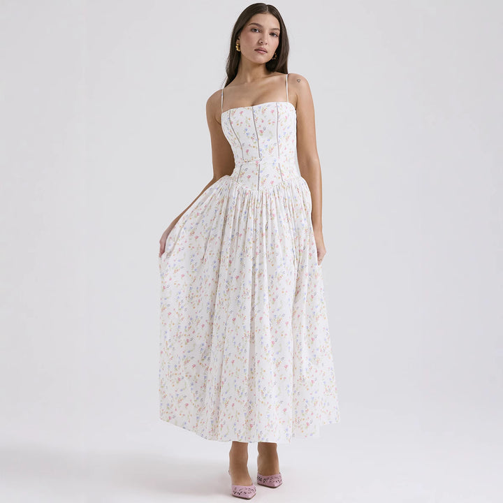 Damen nan tailliertes Korsagenkleid mit Spaghettiträgern und voluminösem Tellerrock Echo Archiv