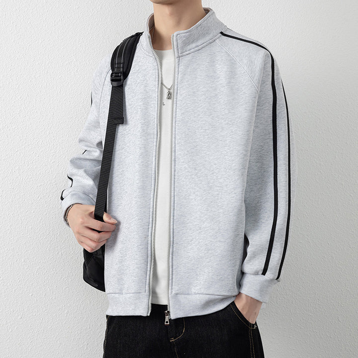 Herren Freizeit-Trainingsjacke mit Stehkragen, Reißverschluss und Kontraststreifen Echo Archiv