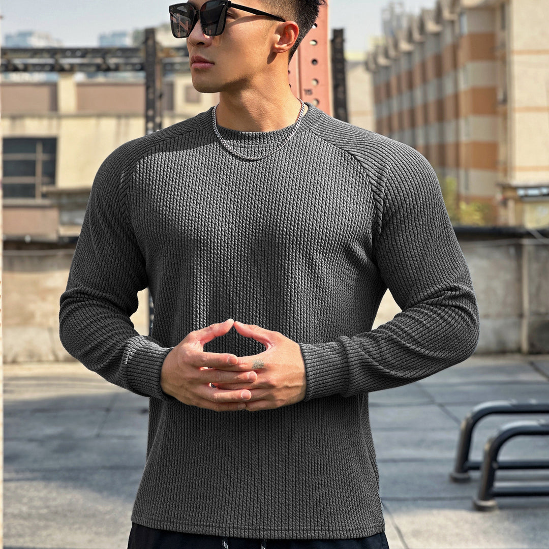 Herren Langarm Workout-Shirt mit strukturiertem Design und atmungsaktivem Stoff Echoarchiv