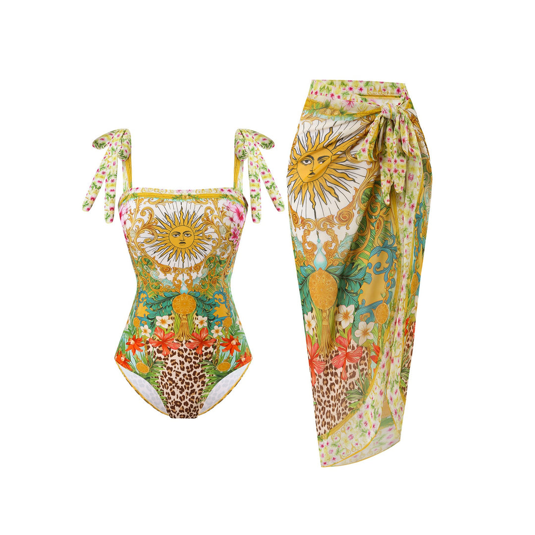 Damen Badeanzug- und Sarong-Set Echo Archiv