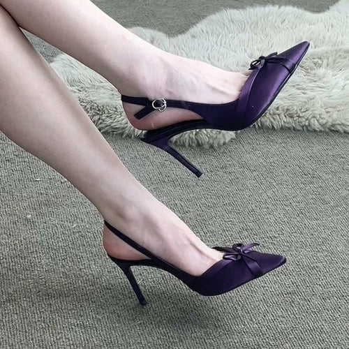Damen Slingback‑Pumps mit spitzer Kappe, zierlichem Kitten‑Absatz und Schleifen‑Detail – Lioré