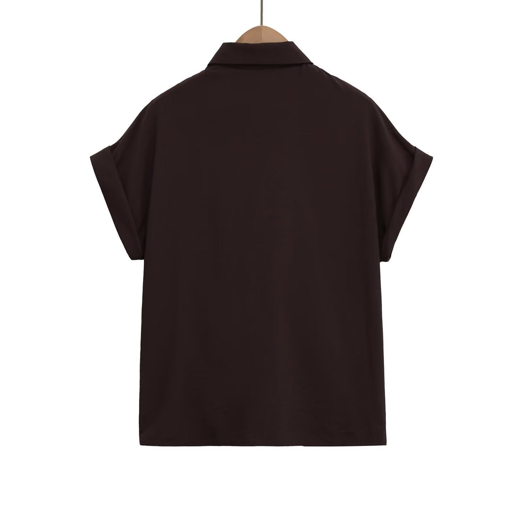 Damen Kurzarmbluse mit Knotendetail und elegantem Schnitt Echo Archiv