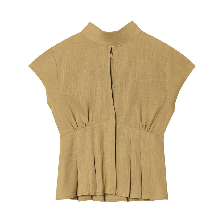 Damen Blusenshirt mit elegantem Stehkragen und plissierten Details Echo Archiv