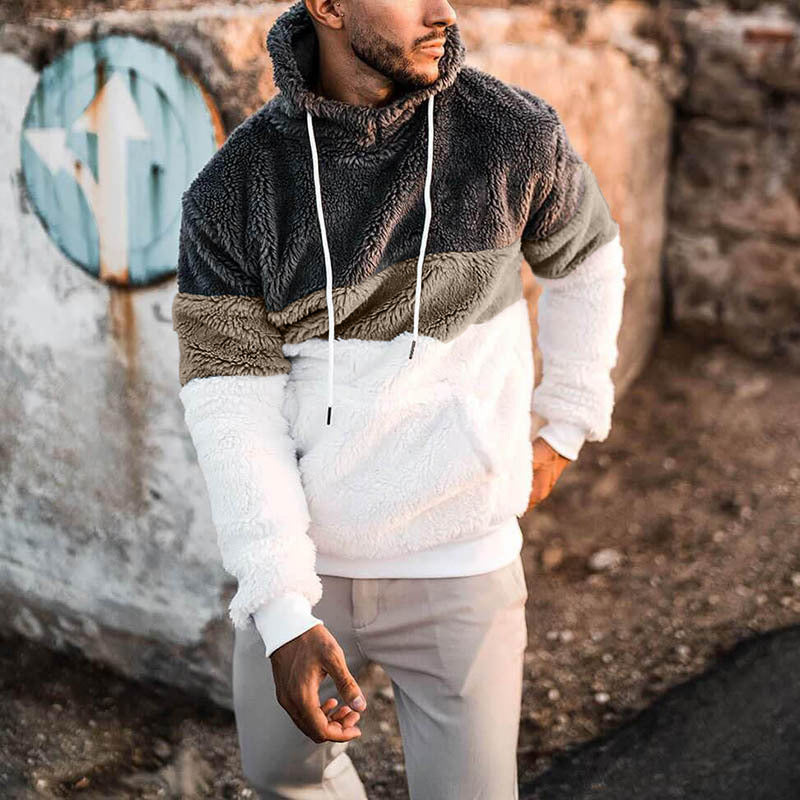 Herren Kuscheliger Freizeit-Hoodie mit hohem Kragen und modernen Farbblock-Design Echoarchiv