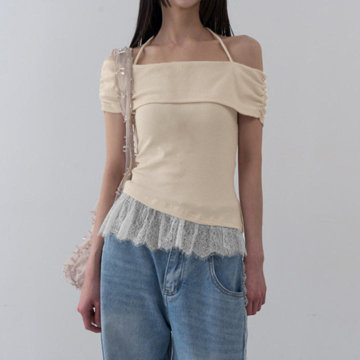 Damen Off-Shoulder Oberteil mit Rüschensaum Echo Archiv
