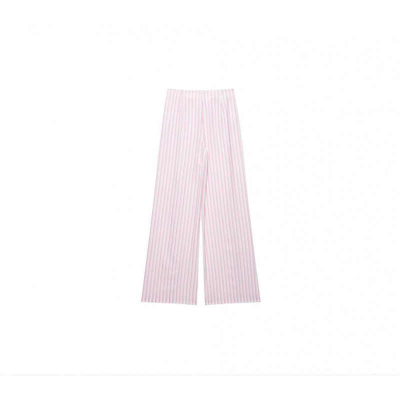 Damen Weite High‑Waist Palazzohose mit Tunnelzug und feinem Streifenmuster Echo Archiv