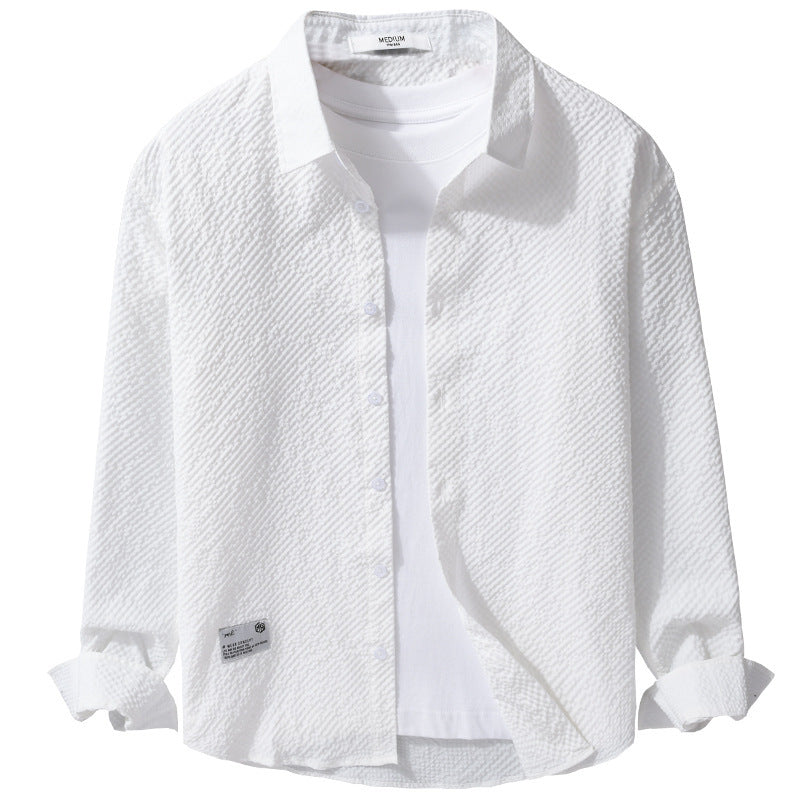 Herren Struktur-Leichthemd im Layering-Style mit Crinkle-Optik und gerundetem Saum Echoarchiv