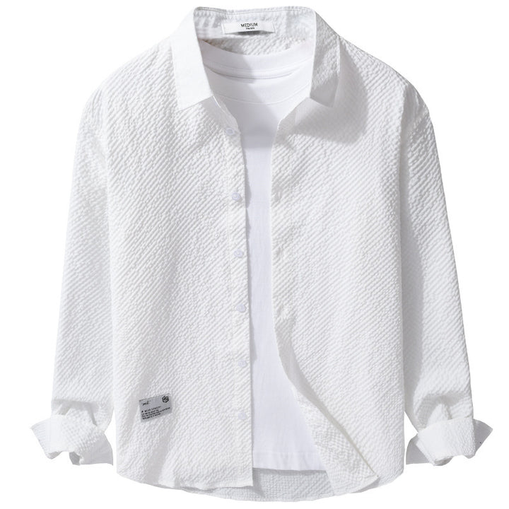 Herren Struktur-Leichthemd im Layering-Style mit Crinkle-Optik und gerundetem Saum Echoarchiv