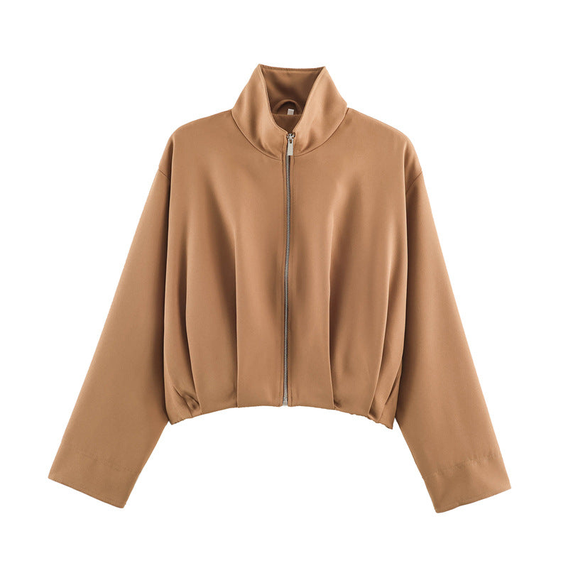 Damen Boxy-Cropped Blousonjacke mit hohem Stehkragen und taillennahem Gummizug Echo Archiv