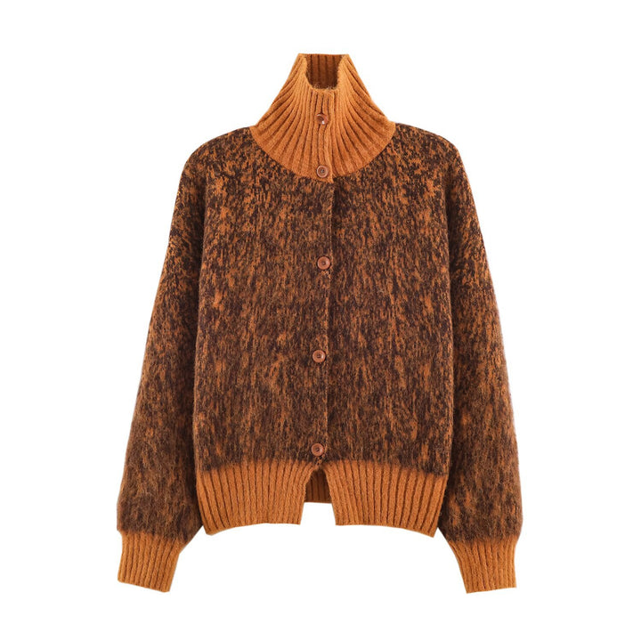 Damen Oversize-Cardigan im Flauschstrick mit hohem Rippkragen und Knopfleiste Echoarchiv