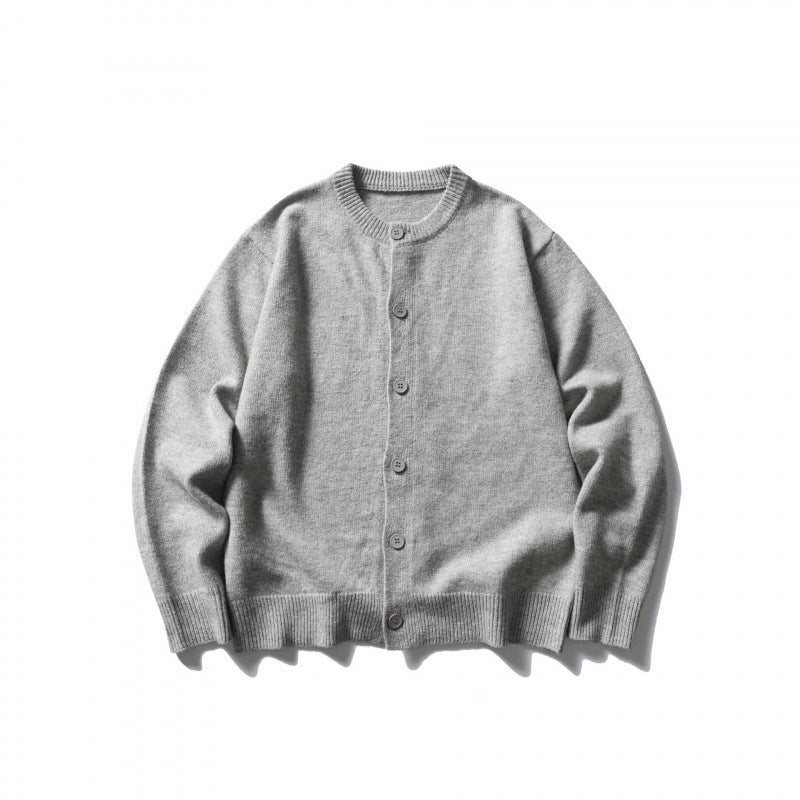 Unisex Kastenförmige Feinstrick-Cardigan mit Rundhals und gerippten Abschlüssen Echo Archiv