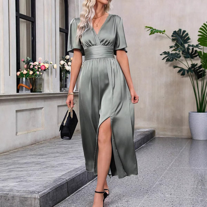 Damen Maxikleid mit elegantem V-Ausschnitt und fließenden Ärmeln Echo Archiv
