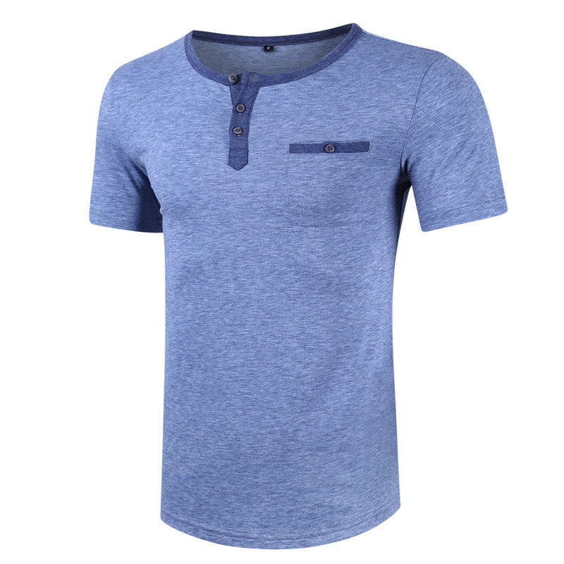 Herren Kurzarm-Henley Shirt mit strukturiertem Kragen Echoarchiv