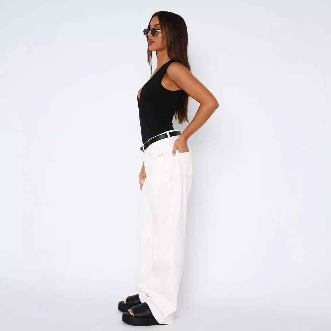 Damen lässige weite Jeans mit hohem Bund und modischem Schnitt Echo Archiv