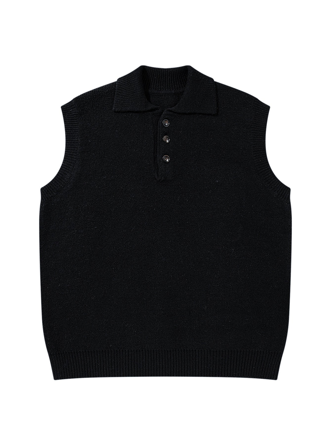 Unisex Ärmellose Strickweste mit Polokragen und Knopfleiste Echoarchiv