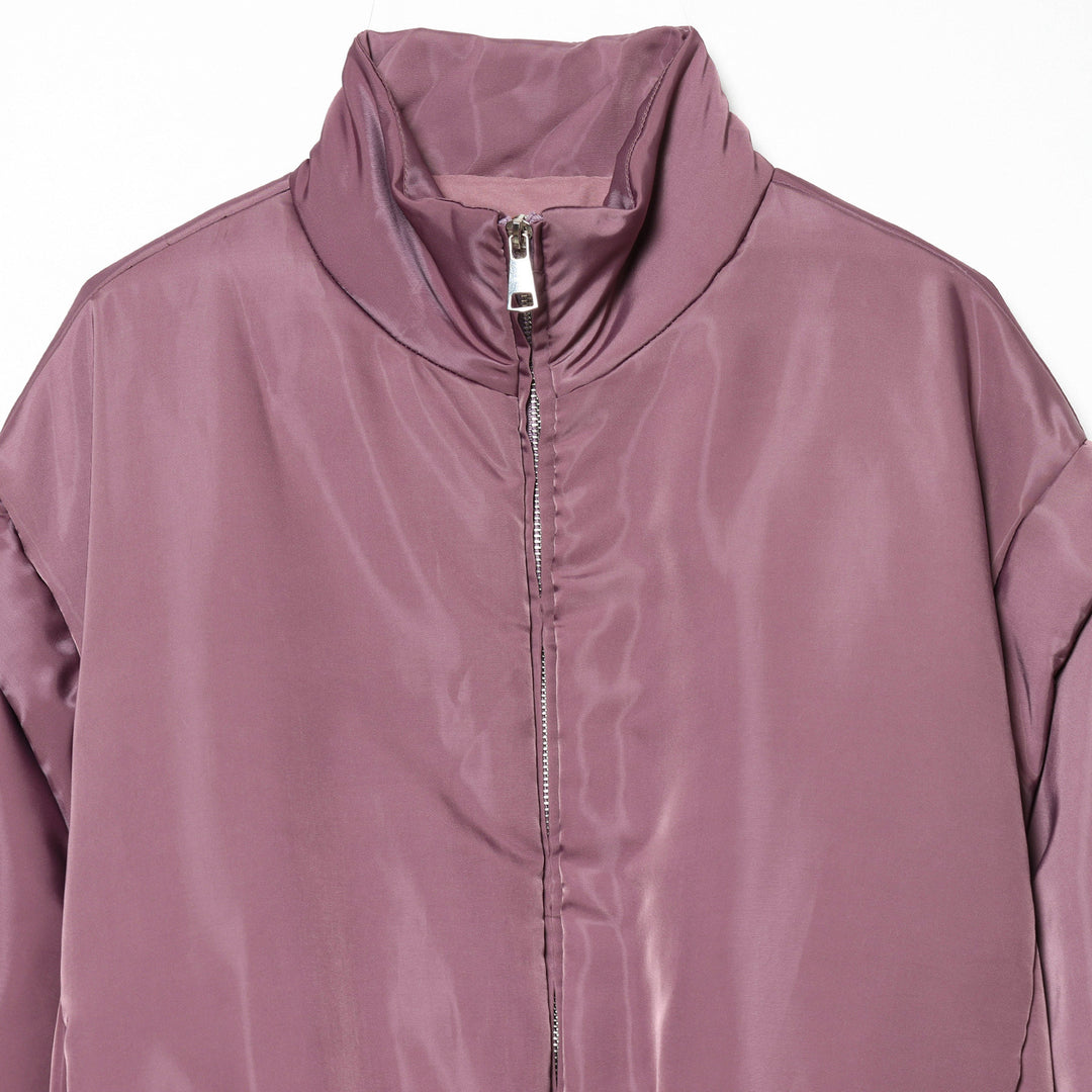 Damen Kurze gesteppte Cropped-Übergangsjacke mit Stehkragen, wattierter Fütterung und elastischem Saum Echoarchiv