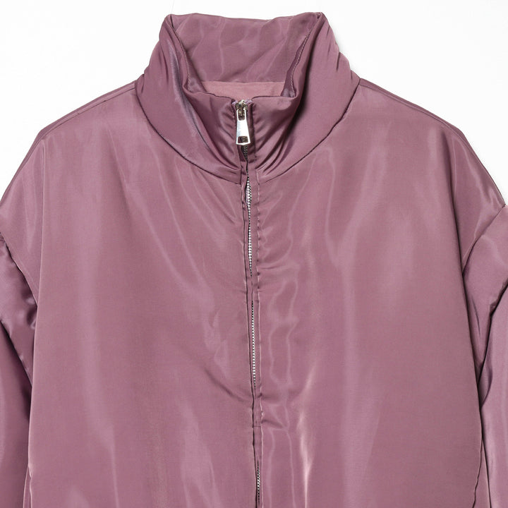 Damen Kurze gesteppte Cropped-Übergangsjacke mit Stehkragen, wattierter Fütterung und elastischem Saum Echoarchiv