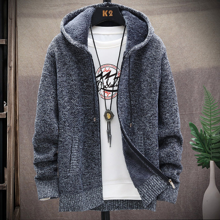 Herren gemütliche Strickjacke mit Kapuze und weichem Innenfutter Echoarchiv