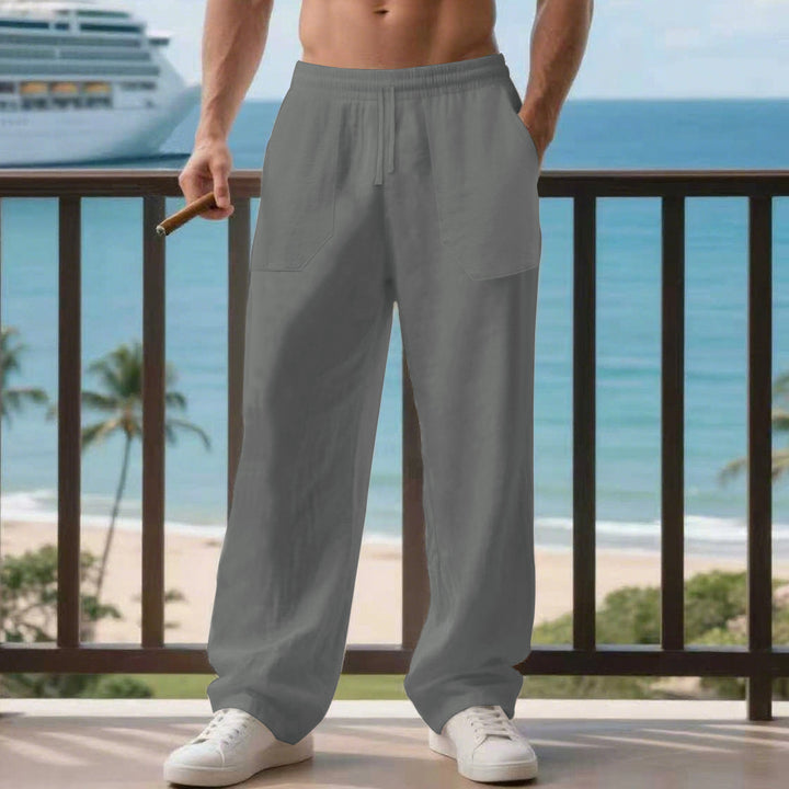 Herren entspannte Leinenhose mit seitlichen Eingrifftaschen Echoarchiv