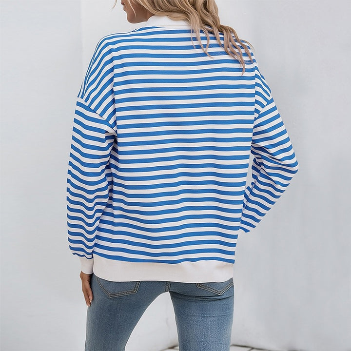 Damen Lässiger Streifenpullover mit Reißverschluss Echo Archiv