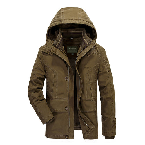 Herren Kapuzenparka mit Teddyfutter und multifunktionalen Utility‑Taschen Echoarchiv
