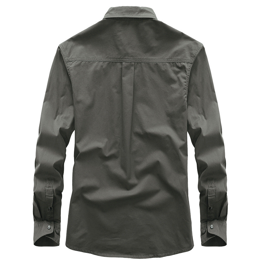 Herren Casual-Hemd aus Baumwollmix mit Kentkragen und dezentem Logo – Arvello
