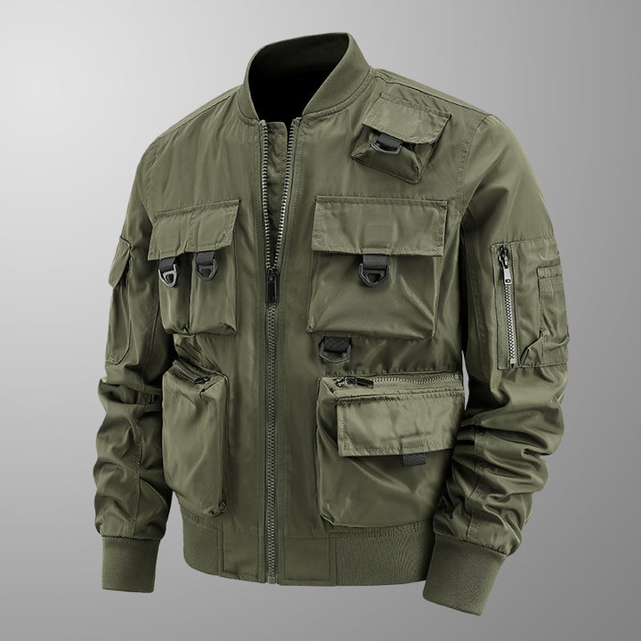 Herren Taktische Bomberjacke mit Multifunktionstaschen und Reißverschluss – Brevano