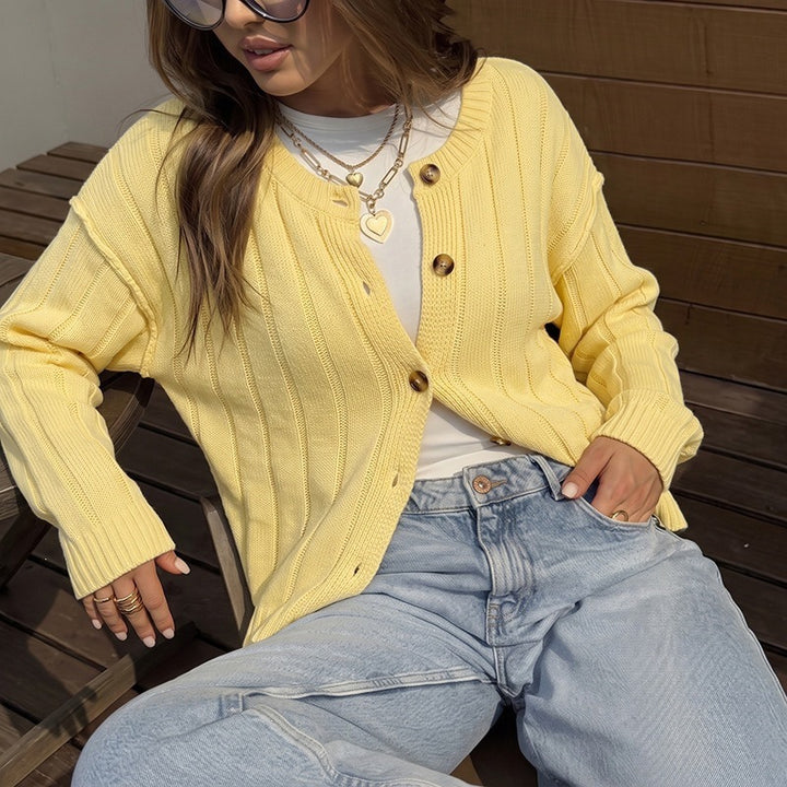 Damen Strickjacke mit Knöpfen und Rippstruktur Echo Archiv