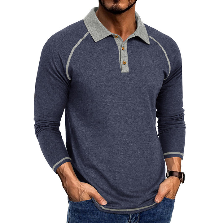 Herren sportliches Langarm-Polo-Shirt mit innovativem Kragen Echoarchiv
