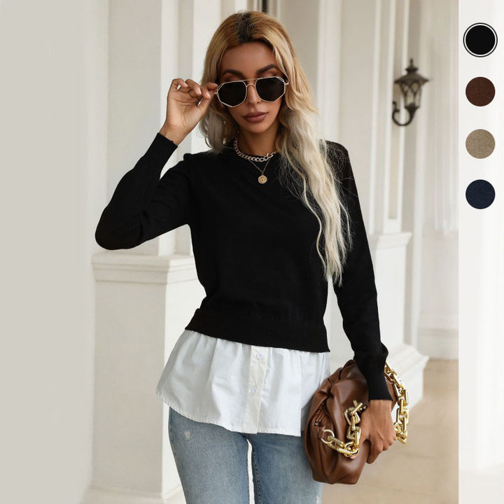 Damen Layering-Pullover mit Hemdoptik und feinem Feinstrick Echoarchiv