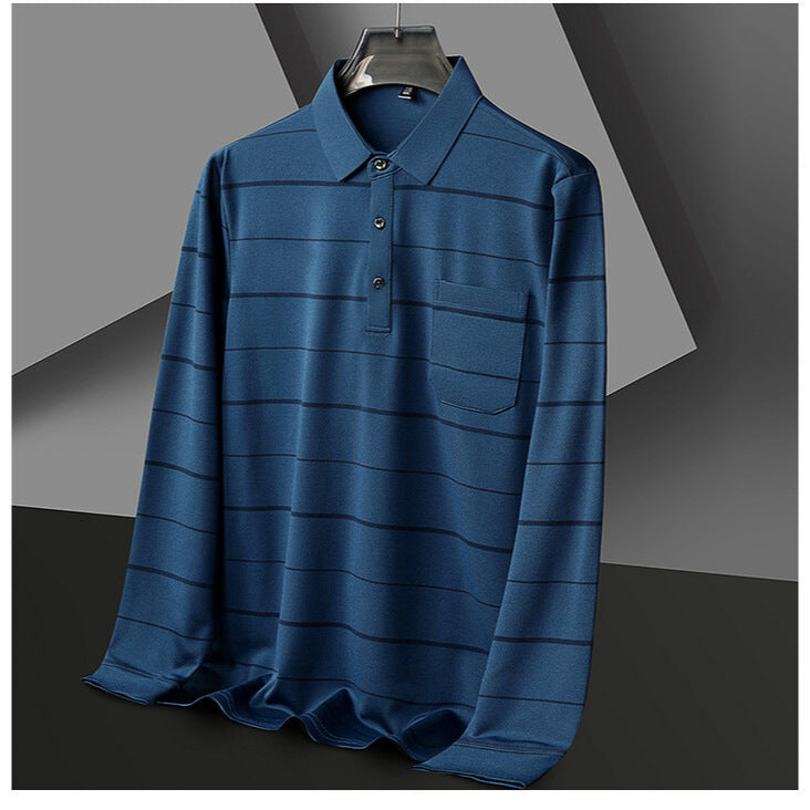 Herren elegantes Kurzarm-Poloshirt mit modischem Streifenmuster Echoarchiv