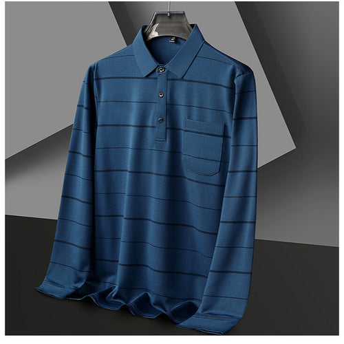 Herren elegantes Kurzarm-Poloshirt mit modischem Streifenmuster Echoarchiv