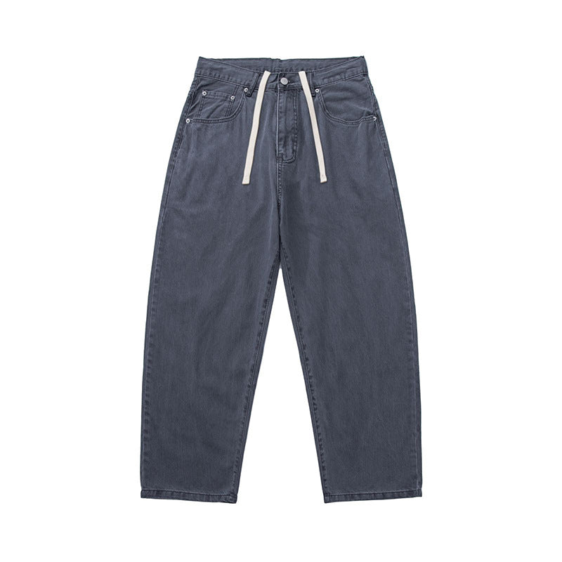Herren Weite Baggy-Jeans aus gewaschener Denim mit elastischem Kordelzugbund Echoarchiv