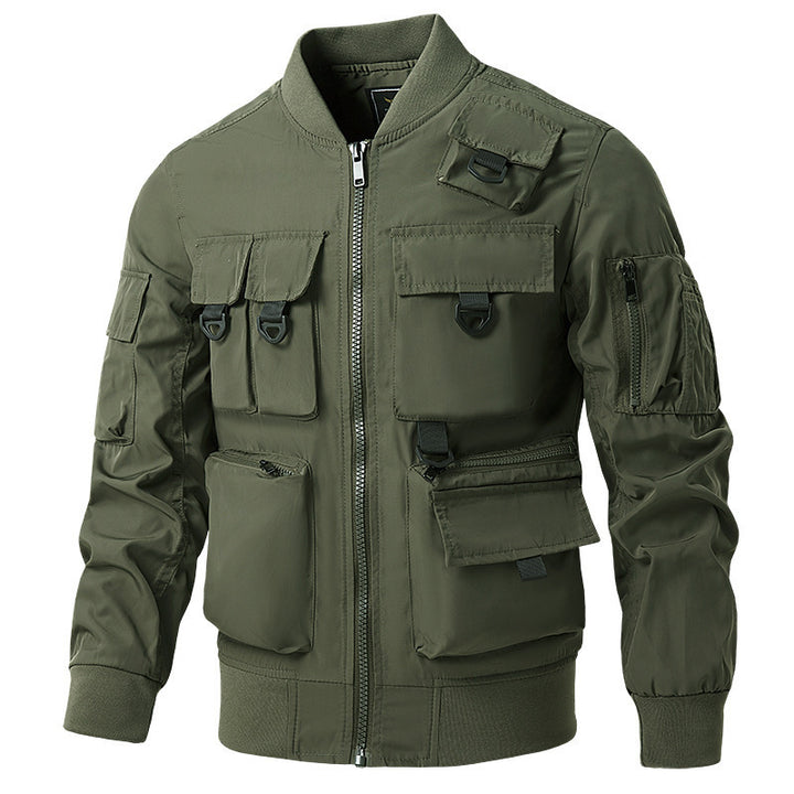 Herren nan leichte Multitaschen-Bomberjacke im Pilotstil mit taktischen Schnallen, wasserabweisendem Nylon und elastischem Bund Echo Archiv