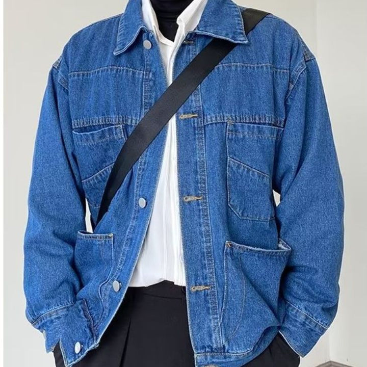 Herren Denim-Überjacke mit praktischen Taschen und klassischem Schnitt Echoarchiv