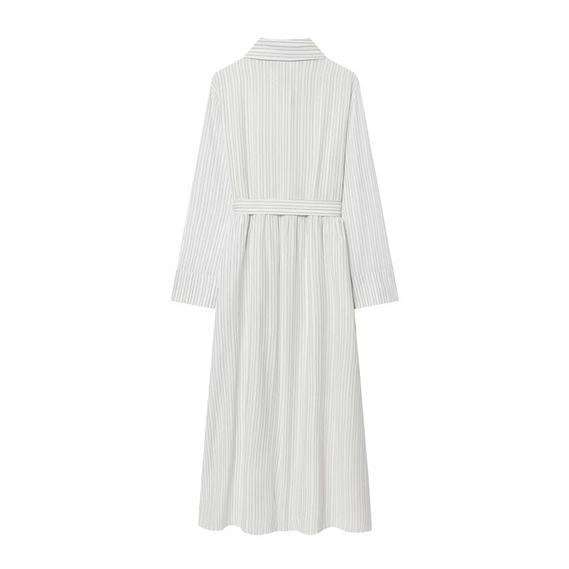 Damen Langes Hemdblusenkleid mit Taillengürtel und durchgehender Knopfleiste Echo Archiv