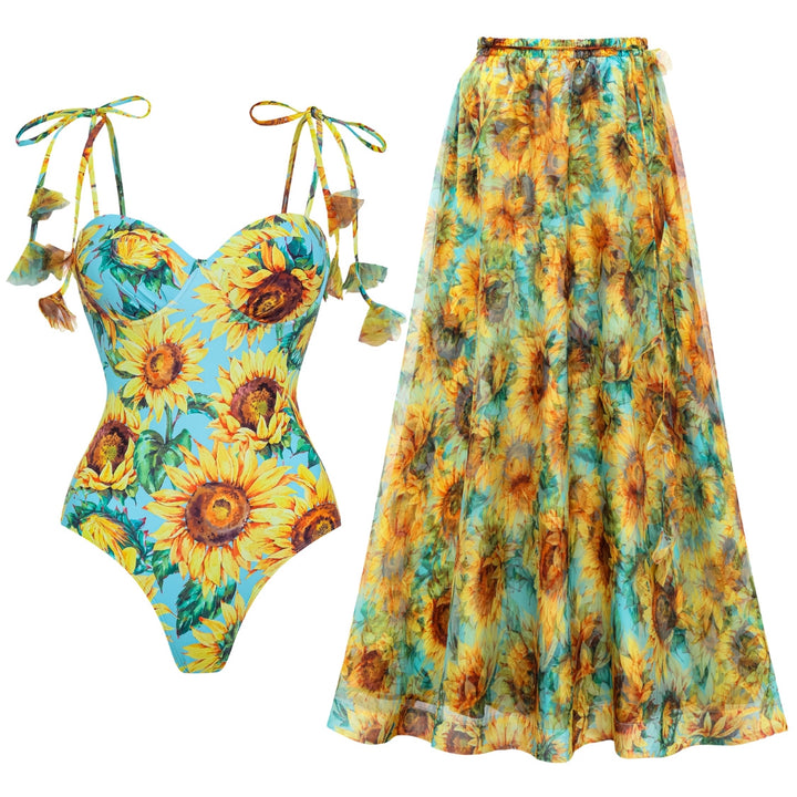 Damen Einseitiger Badeanzug mit floralen Applikationen Echo Archiv