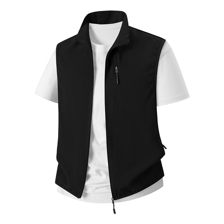 Herren Leichte Softshell-Utility-Weste mit Stehkragen, wasserabweisender Außenlage und Reißverschlusstaschen Echoarchiv