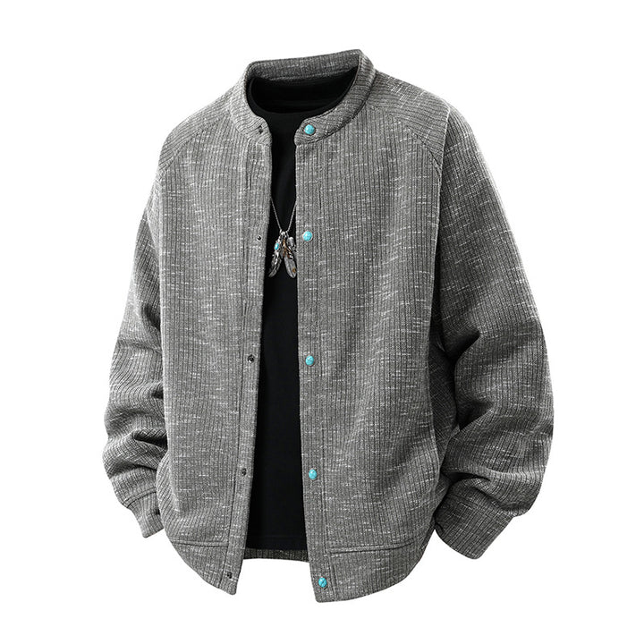 Herren Oversize-Strickbomberjacke mit Stehkragen und Druckknopfverschluss Echo Archiv