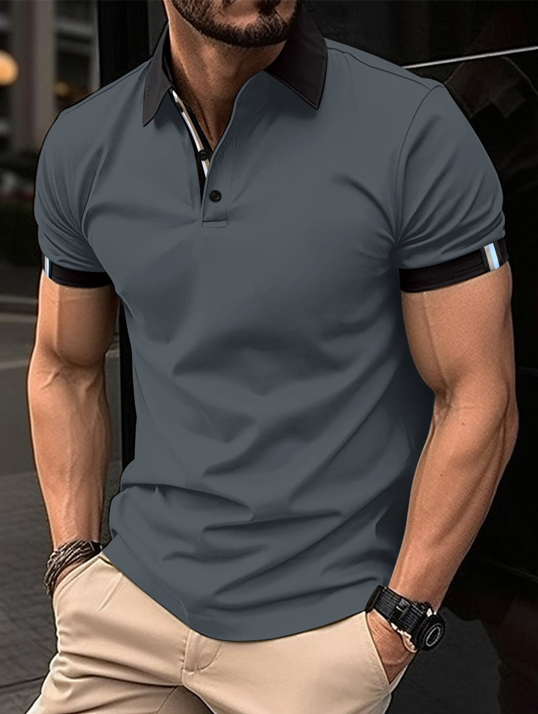 Herren Poloshirt mit kontrastierendem Kragen und stilvollen Details Echoarchiv