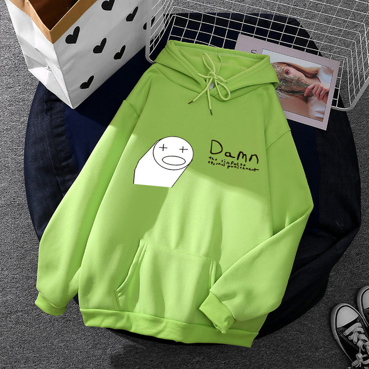 Damen Kapuzenpullover mit minimalistischer Grafik, lockerer Oversize-Passform und Kängurutasche – Auréline