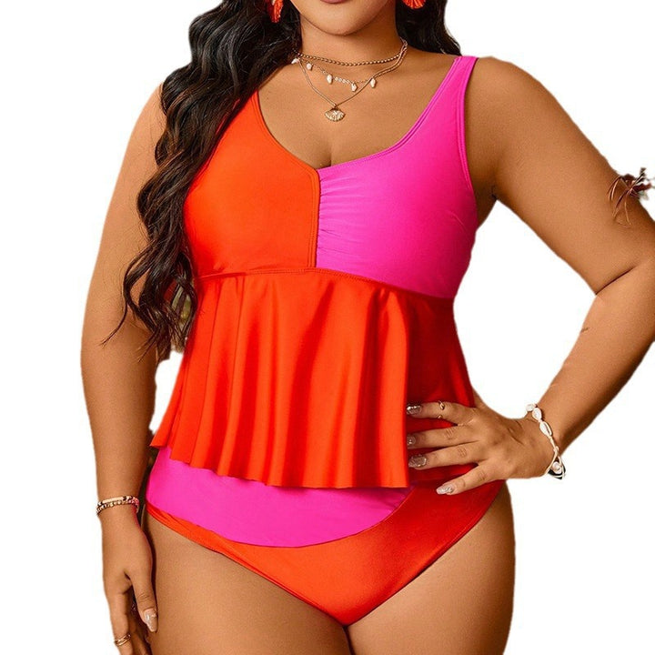 Damen tankini mit fließendem Volant und modischem Kontrast Echo Archiv