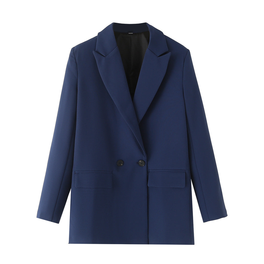 Damen taillierter Longblazer im Oversize-Look mit Reverskragen und Pattentaschen – Valéne
