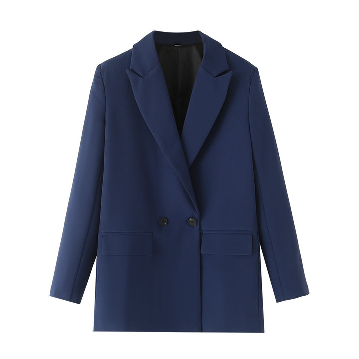 Damen taillierter Longblazer im Oversize-Look mit Reverskragen und Pattentaschen – Valéne