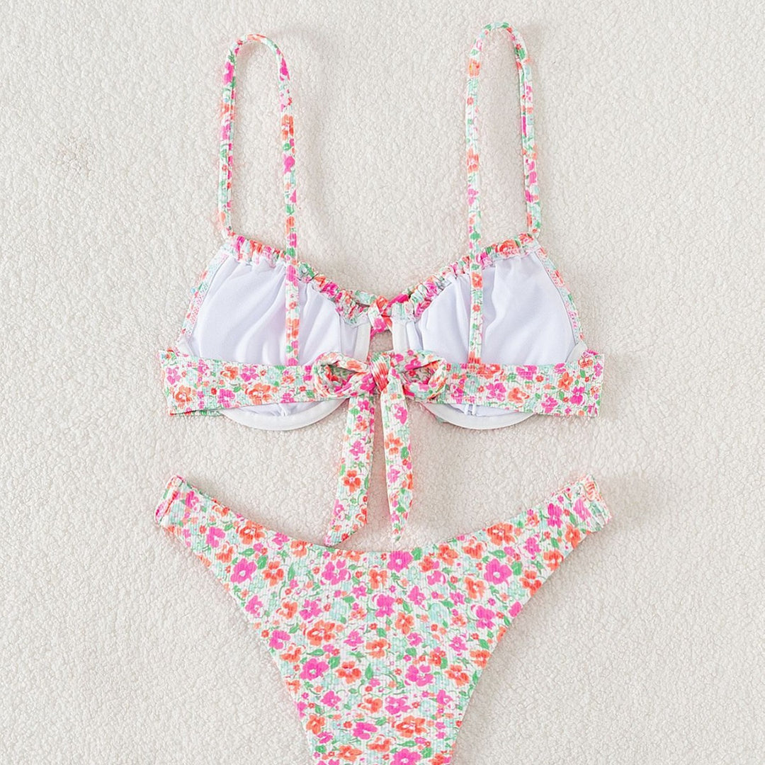 Damen Bikiniset mit modernem Blumenmuster und verstellbaren Trägern Echo Archiv