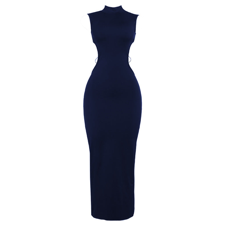 Damen Figurbetontes Maxikleid mit hohem Kragen und seitlichen Cut-Outs Echo Archiv