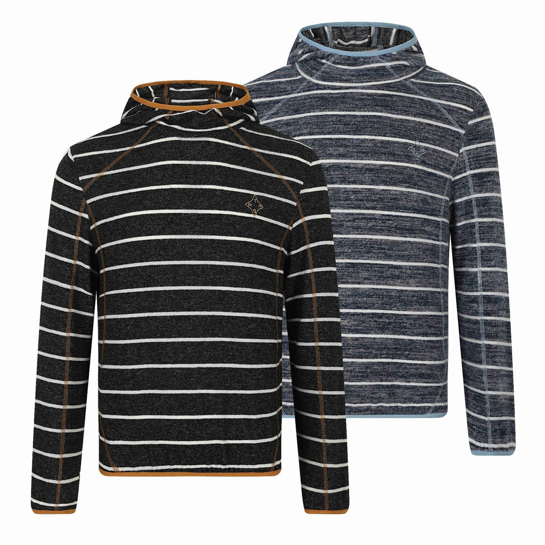 Unisex Gestreifter Strick‑Halbkragenpullover mit Raglanärmeln Echoarchiv