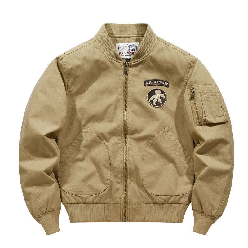 Herren  Baumwoll-Twill Aviator-Stil Bomberjacke mit geschwungenen Handtaschen Echo Archiv