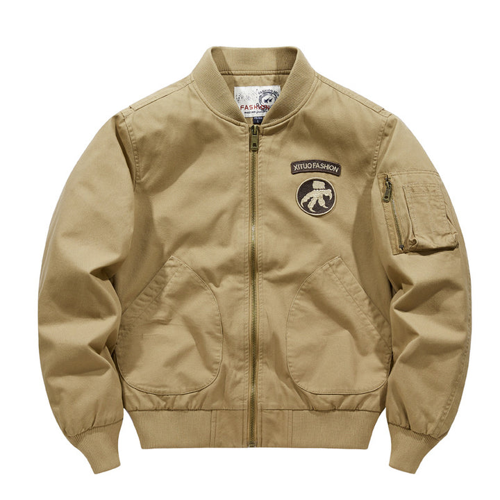 Herren  Baumwoll-Twill Aviator-Stil Bomberjacke mit geschwungenen Handtaschen Echo Archiv